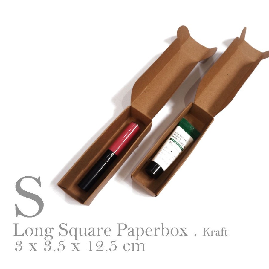 

10 pcs long paperbox square brown kraft small size 3 x 3.5 x 12.5 cm