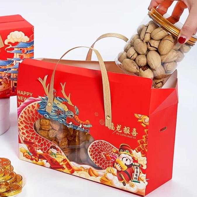 Box Mika Bolu Gulung Dus Kue Kering Imlek muat 3 Toples Jar 500ml