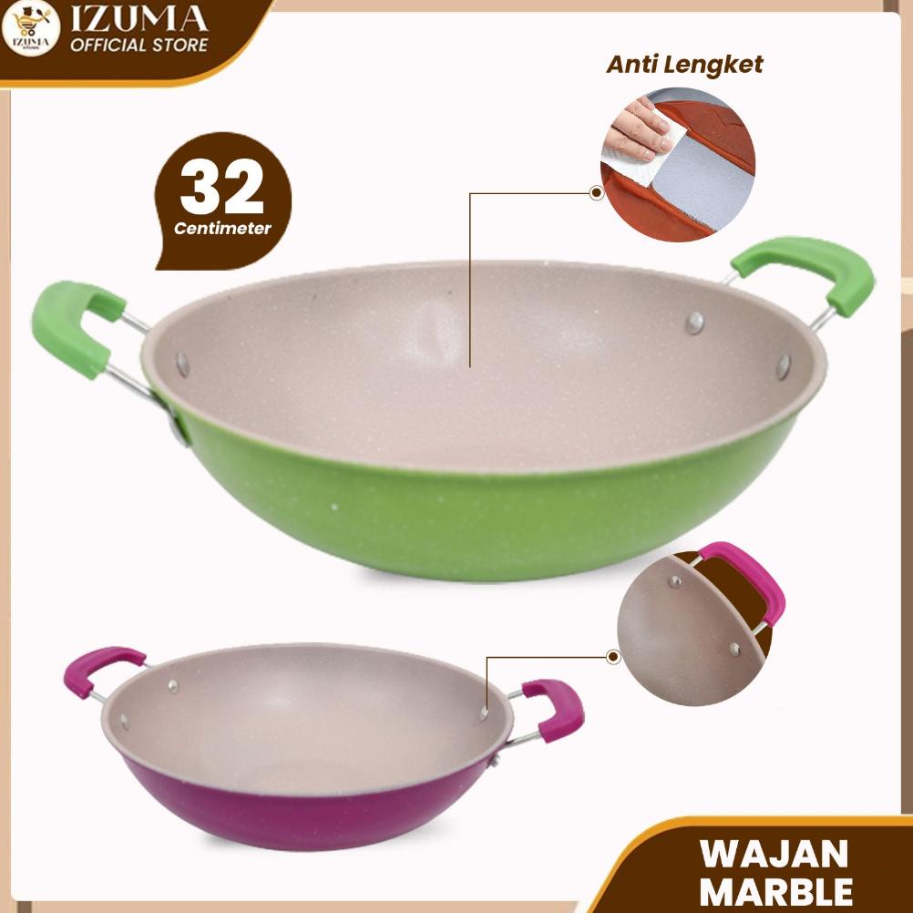 PROMO IZUMA Wajan Marbel Warna Warni Bulat Anti Lengket 32 cm