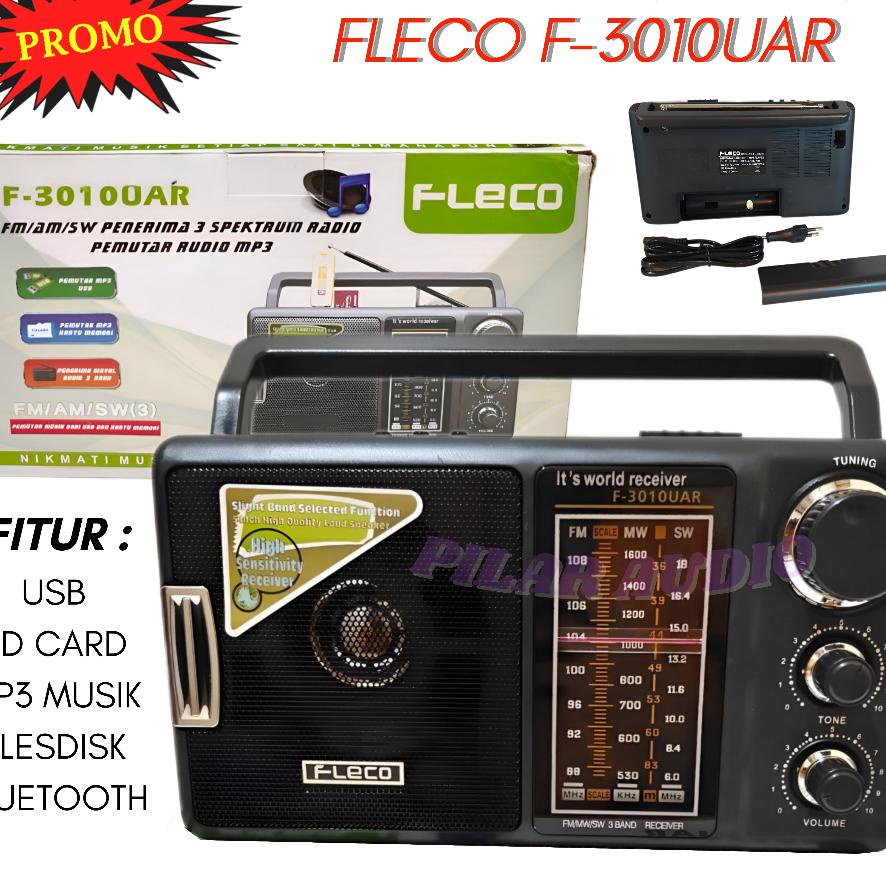 Radio Bluetooth Portable Fleco F-3010Uar 3 Band Fm-Am-Sw / Radio Jadul / Klasik Bisa Bluetooth-Usb-S