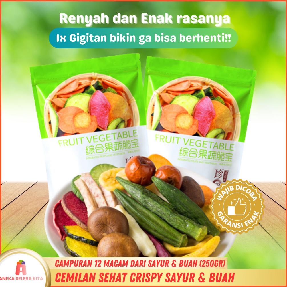 

Ready ANEKA Cemilan Sehat Snack Import Kripik Sayur Buah Kering Campuran 12 Macam (250gr)