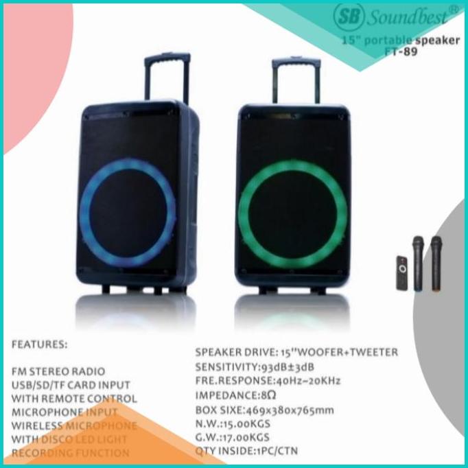 SPEAKER PORTABLE SOUNDBEST FT 89/ SPEAKER BLUETOOTH SOUNDBEST FT 89 16