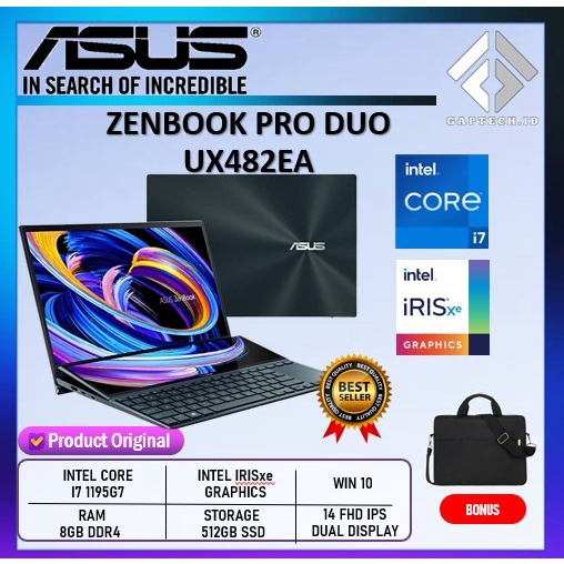 Asus Zenbook Pro duo ux482ea touch i7 1165g7 8gb 512gb 14 inc Full HD