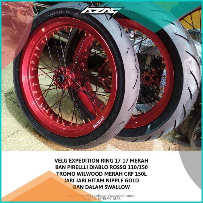BAN SET VELG EXPEDITION ban PIRELLI DIABLO ROSSO klx crf wr supermoto