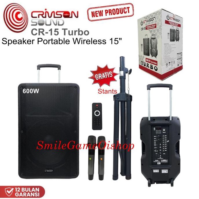 Speaker Portable Crimson Cr-15 Turbo Speaker Bluetooth 15 Inch Amoreedipsy