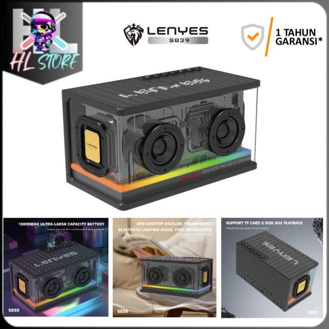 Speaker Lenyes S839 80W Wireless Bluetooth V5.2 Jam Display Digital Yunsabell