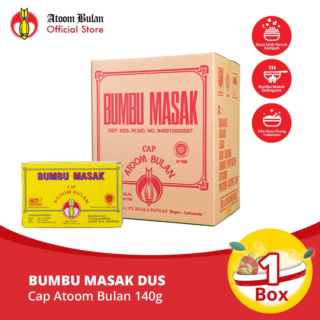 

Bumbu Masak Cap Atoom Bulan 20x7gr (1 dus - 50x20 Pcs)