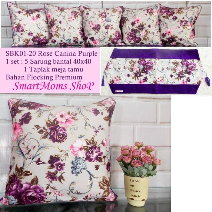 Sarung Bantal Sofa Mewah Unik Sbk Set Shabby Chic Cantik Canina Ungu