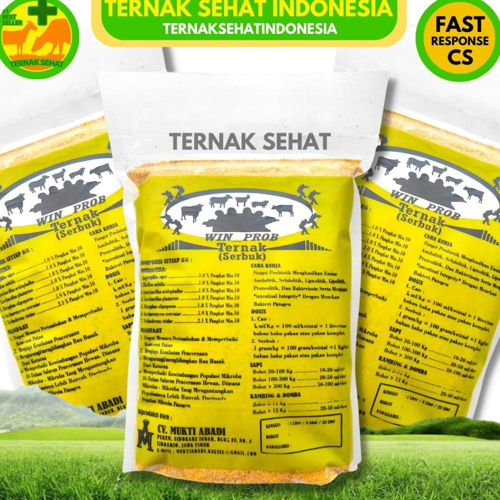 New PROBIOTIK WIN PROB Kering Serbuk 1kg - Probiotik Ternak Untuk Fermentasi Silase Pakan Sapi Domba