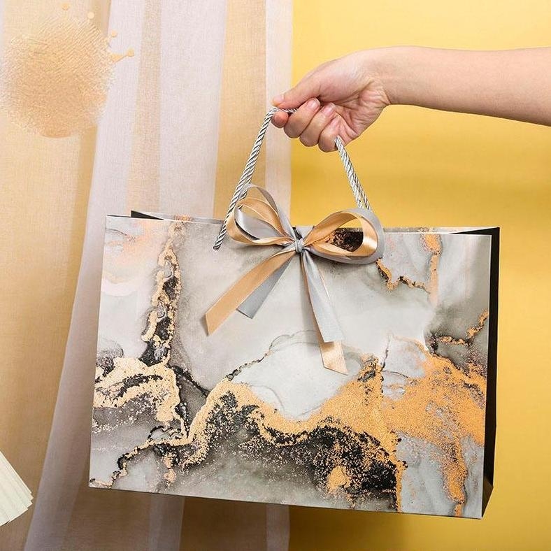 

TRY PB082 - PAPER BAG MARBLE JUMBO MOTIF MARMER + PITA PREMIUM TAS HAMPERS KADO GIFT KANTONG GOODIE TERLARIS