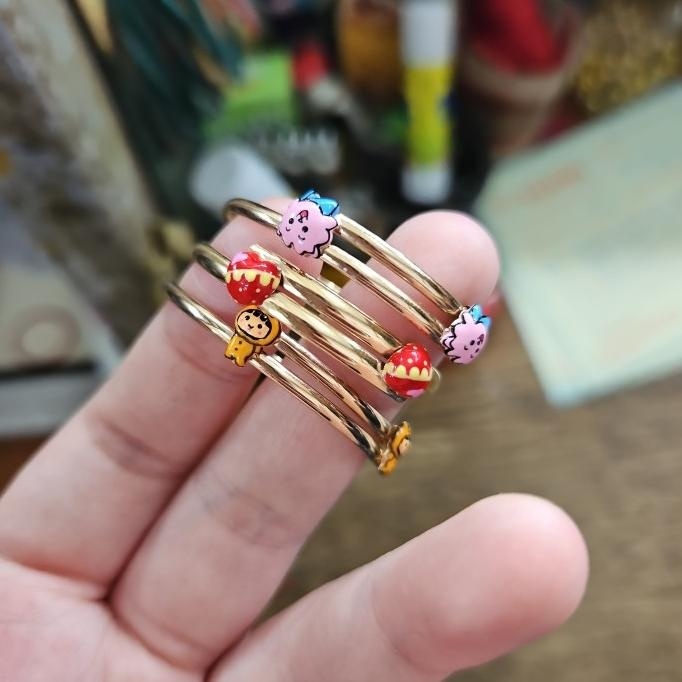 BIG SALE GELANG ANAK BAYI NEWBORN EMAS ASLI BULAT DORAEMON PONY ELSA FROZEN 