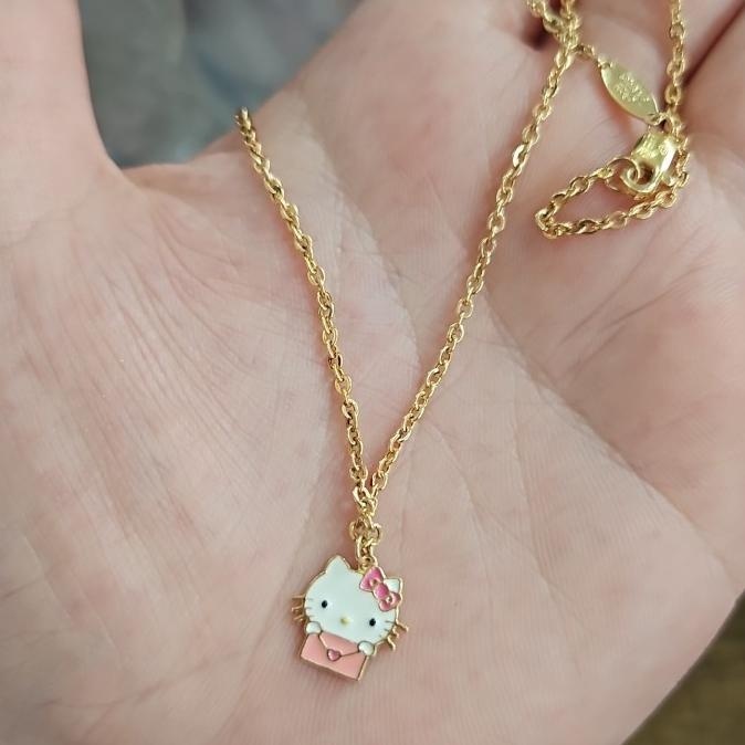 BIG SALE KALUNG ANAK BALITA HELLO KITTY PINK EMAS ASLI 375 8K GOLD UBS 35CM 