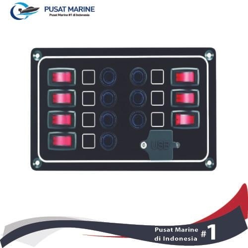 SWITCH PANEL SAKLAR 8 GANG - 10265-BK AKSESORIS KAPAL