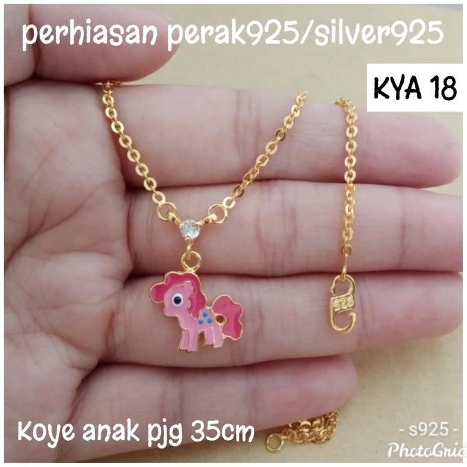 NEW PRODUK KALUNG ANAK KUDA PONI PINK GOLD 18 PERAK 925 ASLI 