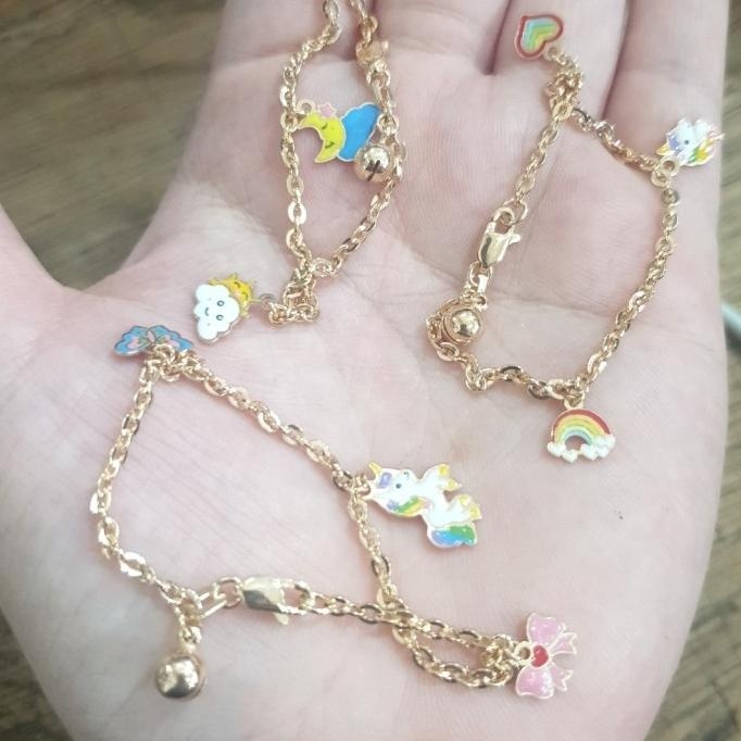 TERBARU GELANG ANAK BALITA UNICORN KUDA PONY EMAS ASLI 375 8K 14 CM 14CM LUCU 