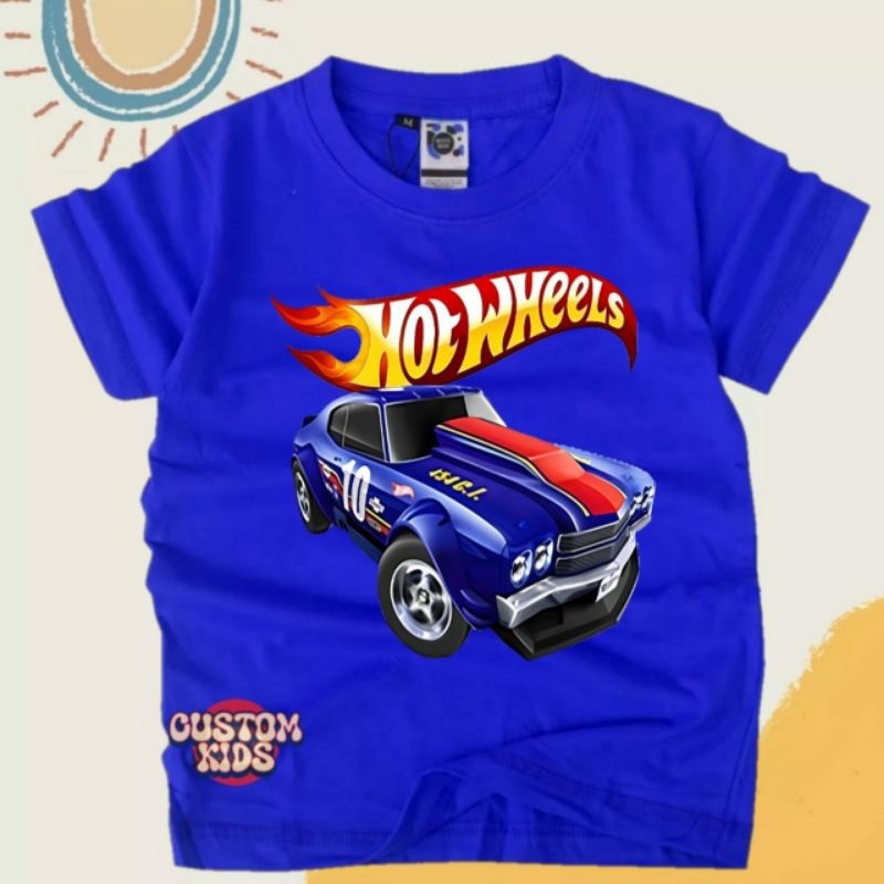 baju atasan kaos anak hot wheels