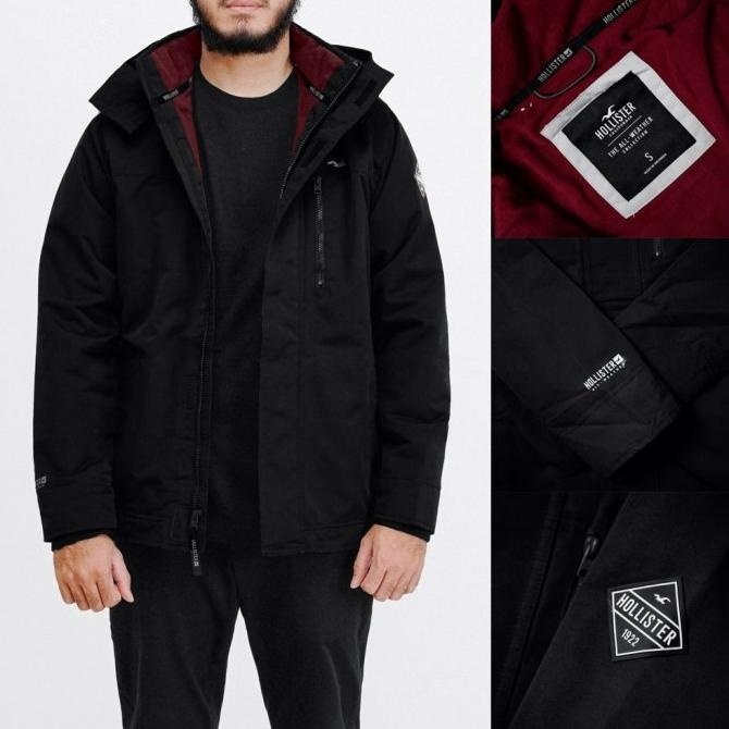 READY STOCK JAKET HOLLISTER ALL WEATHER FLEECE LINED ORIGINAL JACKET BLACK 