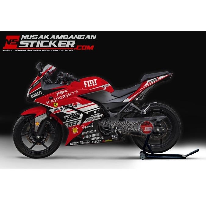 Decal Motor Sticker Motor Ninja 250 Karbu Ferari World Abudhabi Merah