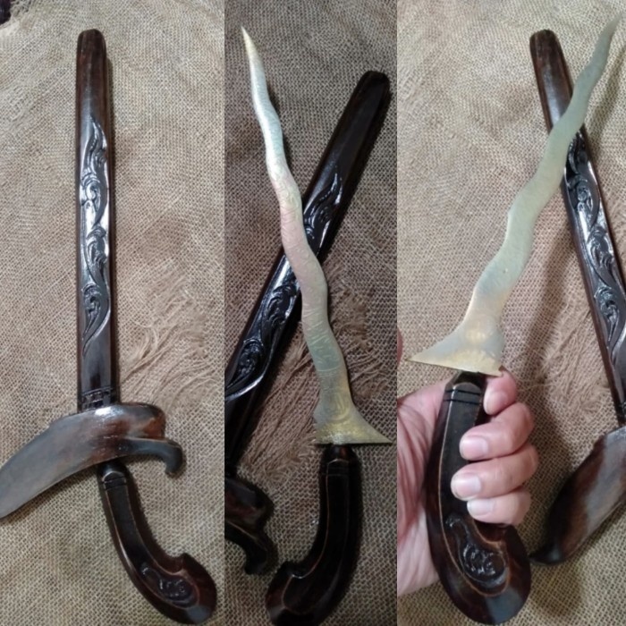 KERIS KUNINGAN 30 CM UKIR