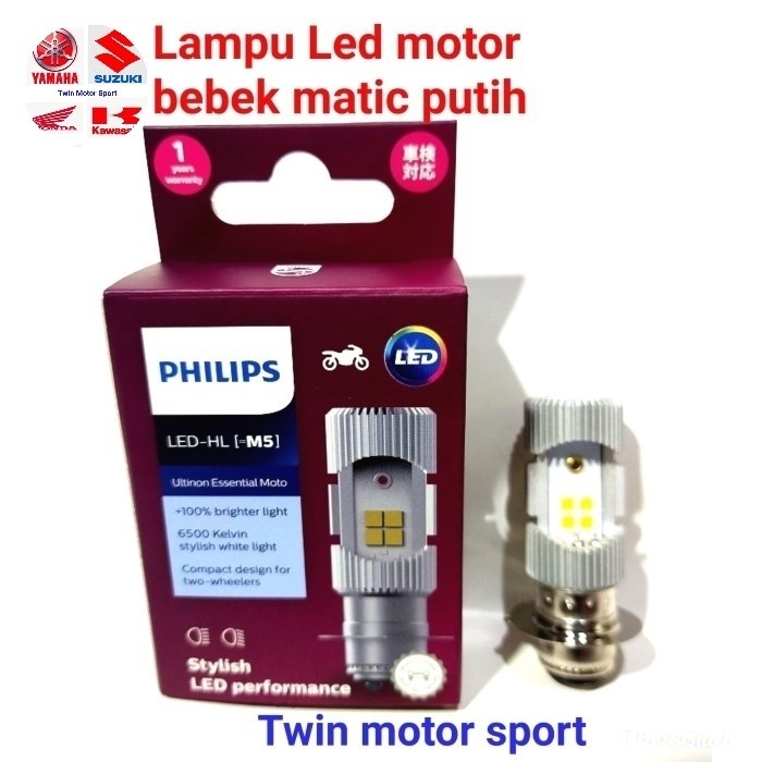 Lampu LED motor Philips M5 H6 kaki 1 6500K PUTIH Bebek Matic