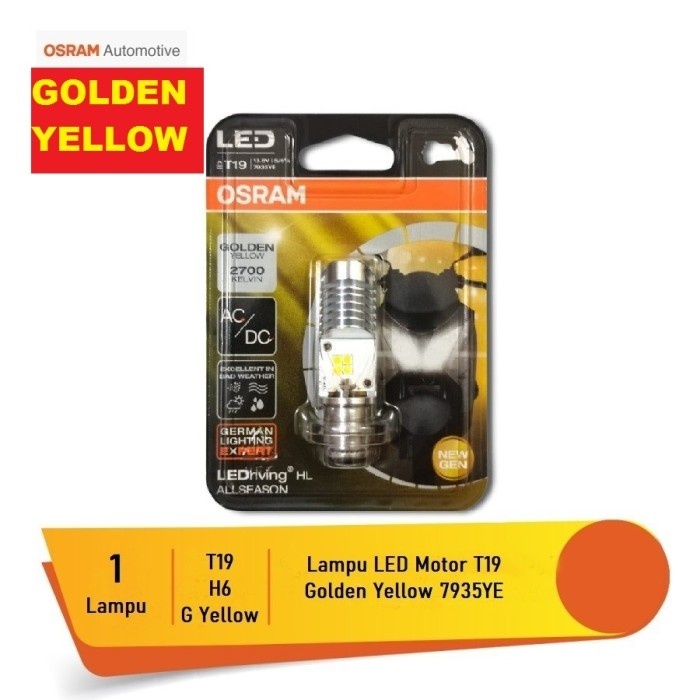 LAMPU DEPAN MOTOR OSRAM T19 H6 LED OSRAM 12V KUNING ALL SEASON Hi Low