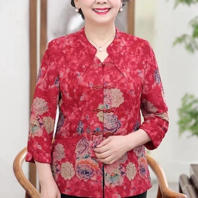 Terlaris Atasan Blouse Orang Tua Cheongsam Qipao Shanghai China Imlek Cny Cvf Berkualitas