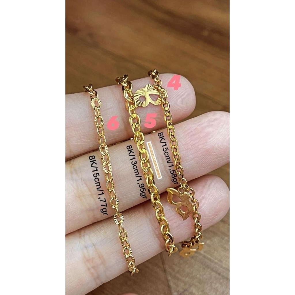 BIG SALE GELANG TANGAN ANAK EMAS 8K GANTUNG MAINAN(EMAS ASLI) 