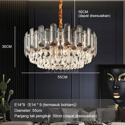 Lampu Kristal Besar/Lampu Gantung Kristal Chandelier 55Cm/Lampu Plafon Vivinganwar