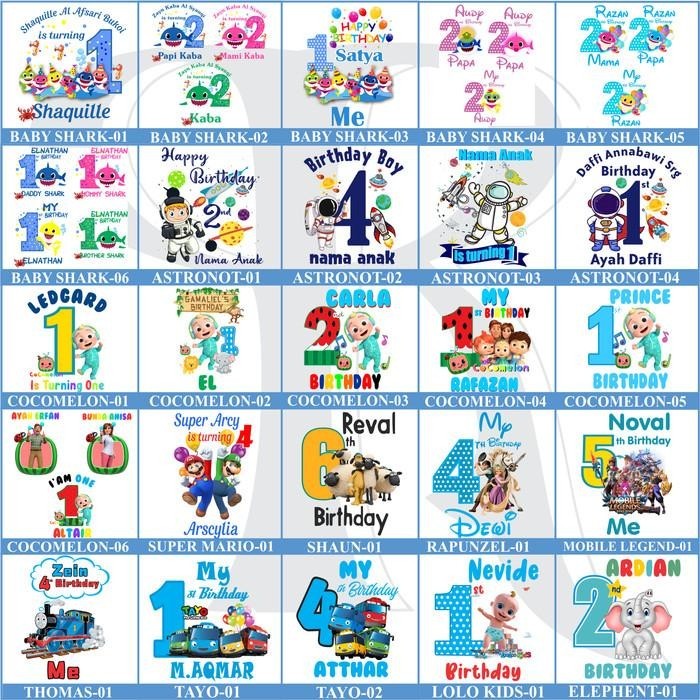 BISA COD - BAJU KAOS ULANG TAHUN ANAK / KAOS COUPLE KELUARGA / BISA CUSTOM NAMA