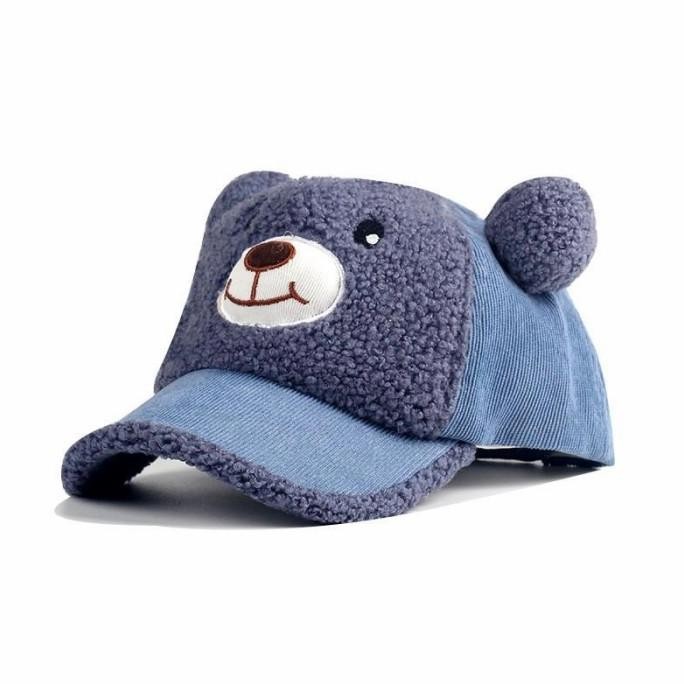 TERBARU TOPI BASEBALL ANAK IMPORT MODEL BERUANG TELINGA POMPOM BUNYI RATTLE 