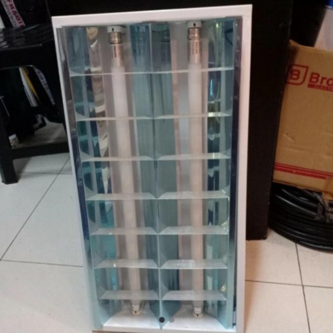 Kap Lampu Tl Rmi 2X18 Watt + Lampu Tl 8Watt Philips Siap Pakai