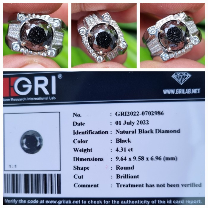 [Baru] Batu Berlian Hitam Black Diamond Memo 4.31 Crt Diskon
