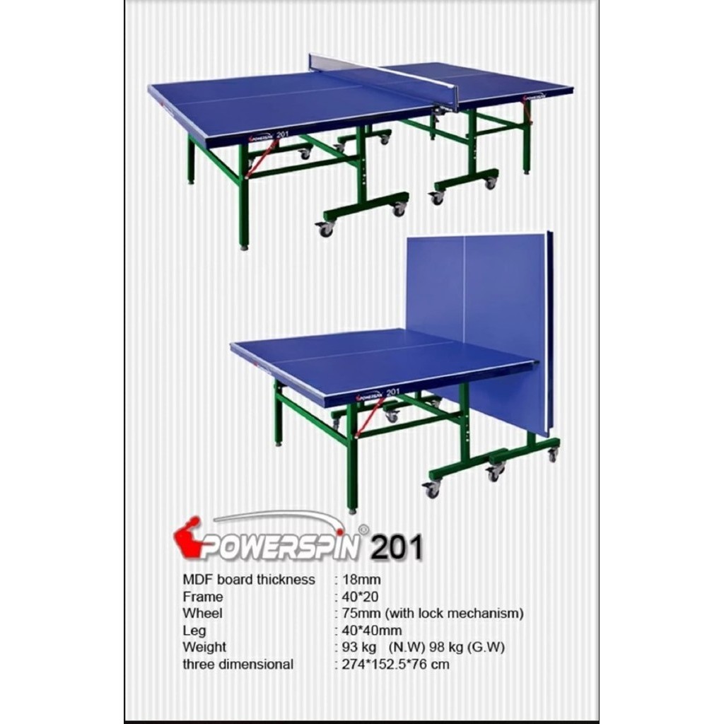 ✅Baru Meja Pingpong / Tenis Meja Powerspin 201 / Power Spin 201 18 Mm Limited