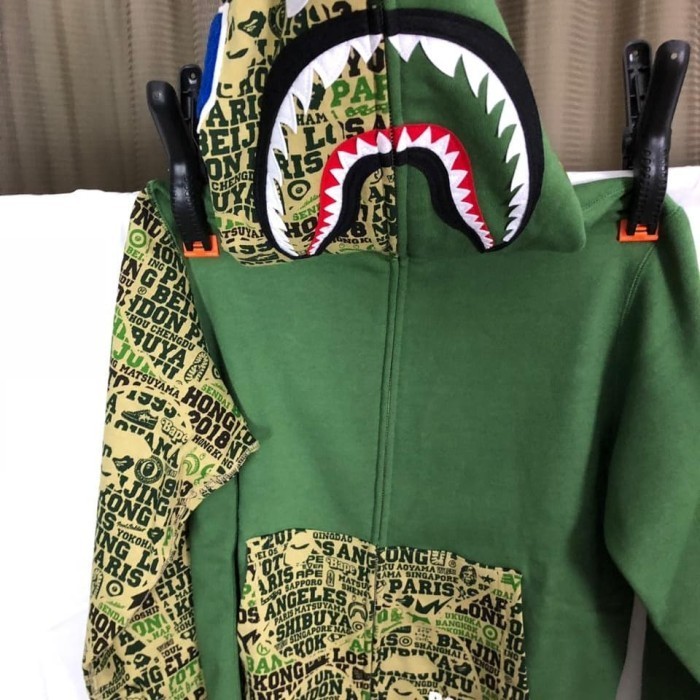 ✅New Bape Original Xxv Cities Camo Shark Full Zip Hoodie M Limited Ed Japan Limited