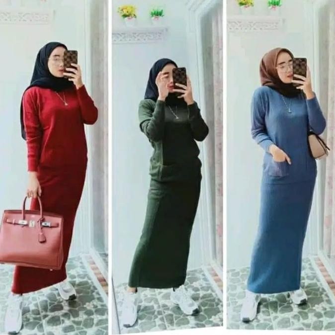 Terbaru Setelan Rajut Pocky - One Set Rajut - Dapat Baju+Rok - Setelan Wanita ..