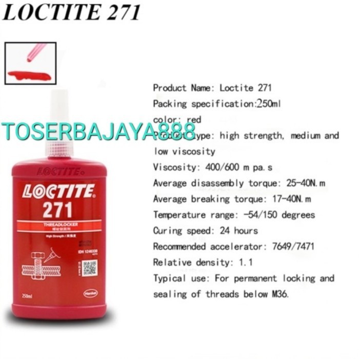 ✨Baru Loctite 271 250 Ml - Lem Baut Material Loctite 271 50Ml Original Terbaru