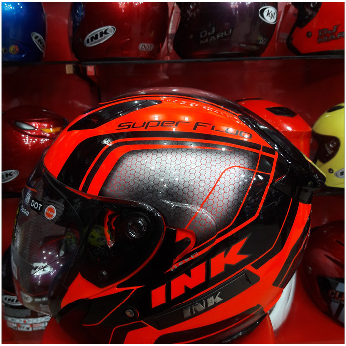 [New] Helm Ink Metro 2 Motif Black Red Fluo Halface Metro Super Fluo Diskon