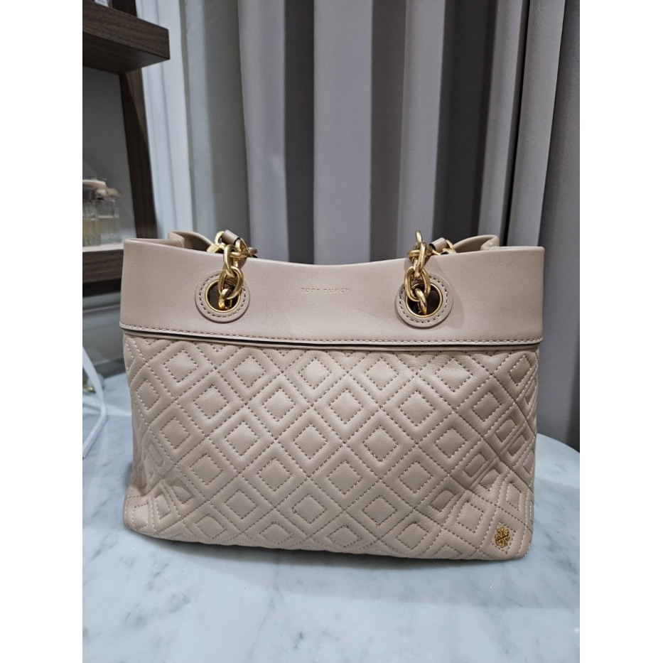 ✅New Preloved Tory Burch Fleming Small Tote Bag Nude Original Limited