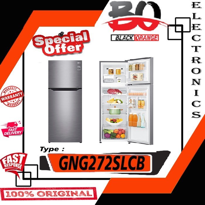[Baru] Lg Gn-G272Slcb Kulkas 2 Pintu Gng272Slcb Gng272 Gn-G272 272Slcb Limited
