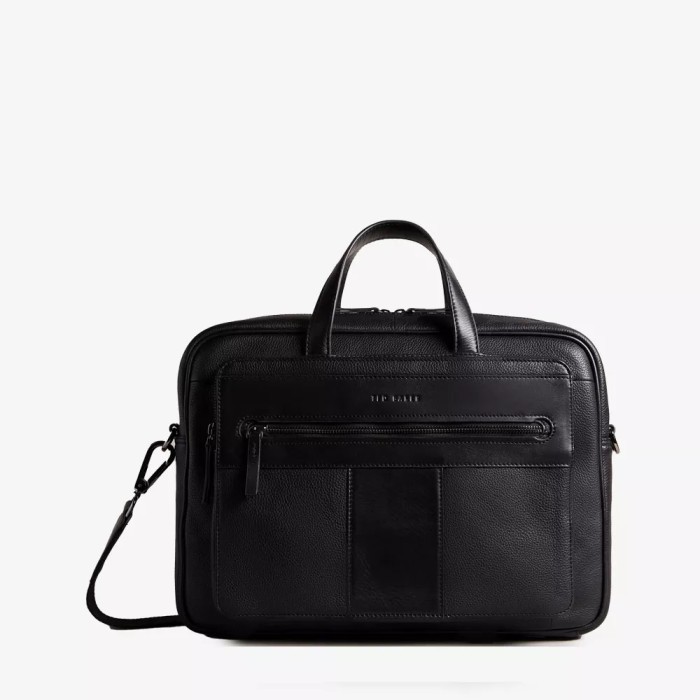 ✅New Ted Baker Tyle Ted Baker Pebble Leather Document Bag Original Black Terbatas