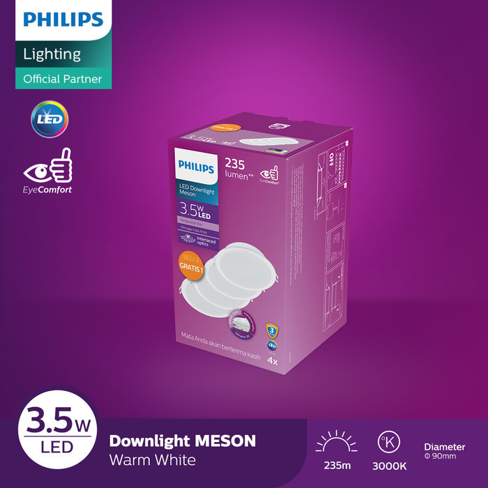 Lampu Philips Downlight Isi 4, 59441 MESON 080 3.5W  - Kuning