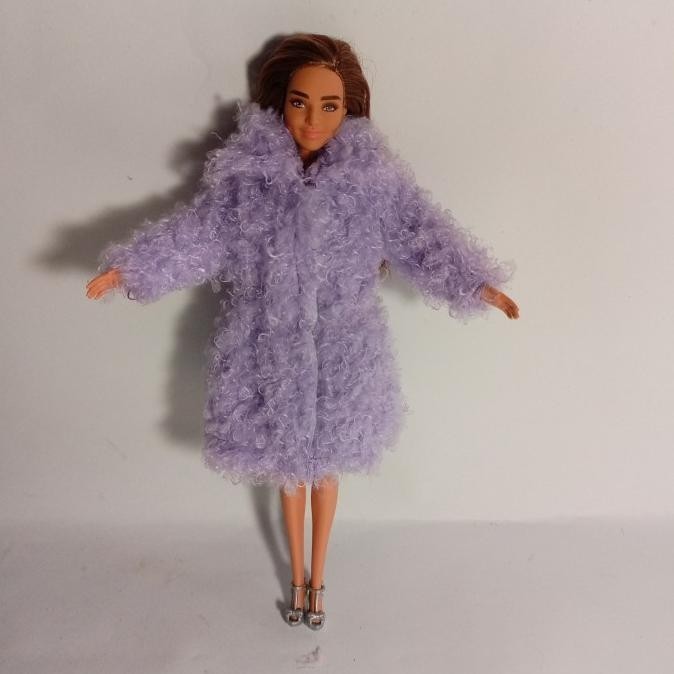 Nikmati Baju Mantel Boneka Barbie - Mantel Bulu Boneka Barbie Doll - Ungu Trendi