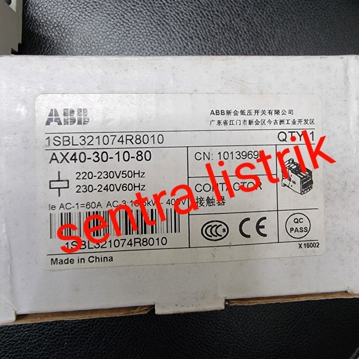 [New Ori] Kontaktor Contactor Abb Ax40-30-10 Diskon
