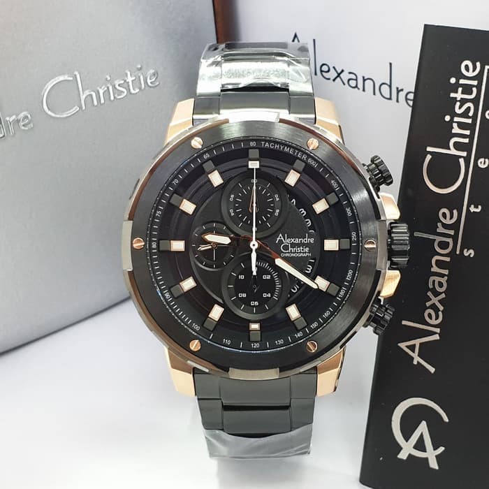 ✅New Alexandre Christie 6528Mc / Ac6528 Black Rosegold Original  Garansi Limited