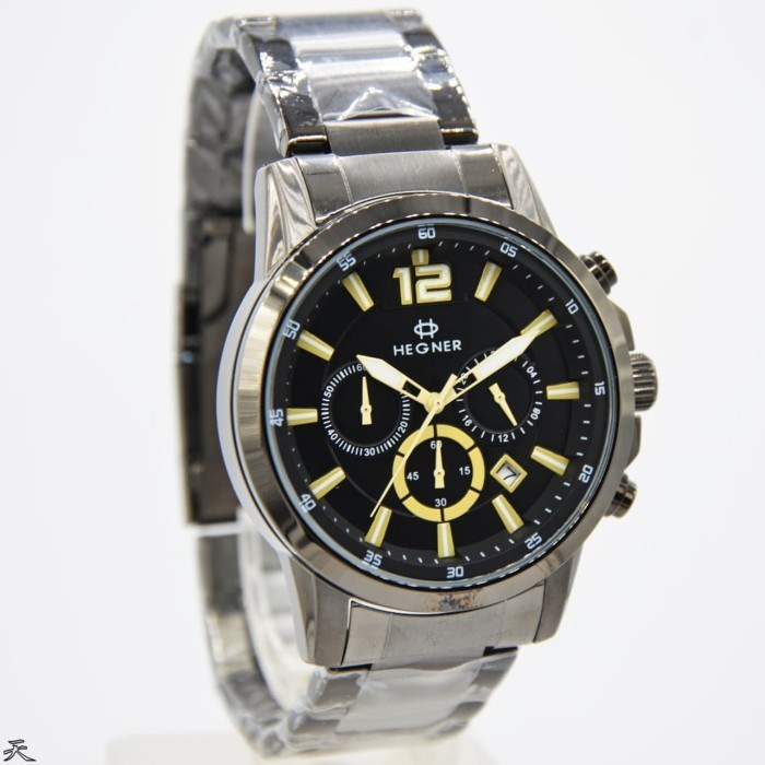 ✅New Ori Hegner 439Mb / Hegner 439 - Jam Tangan Pria Original Chrono - Black Limited