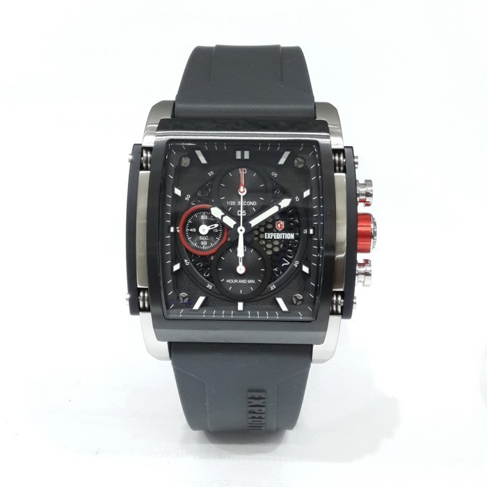✅New Ori Expedition 6798Mcrtbba Jam Tangan Pria Rubber Strap Black Silver Terbatas