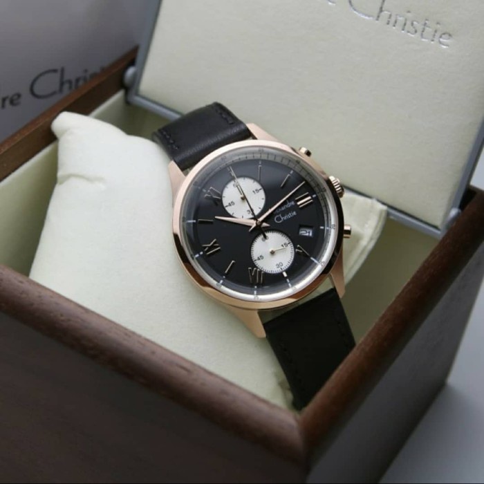 ✅New Ori Jam Tangan Pria Alexandre Christie Ac6575 Ac 6575 Black Rosegold Terbaru
