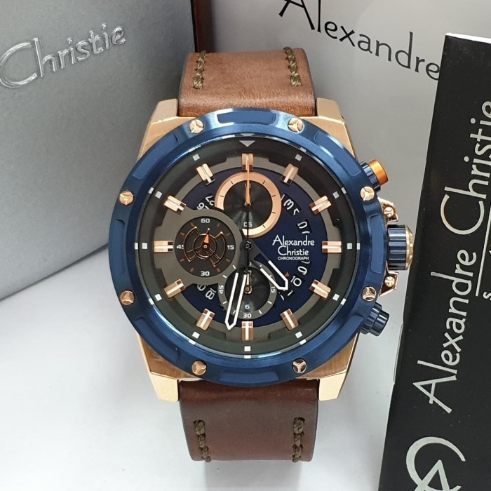 ✅Ori Jam Tangan Pria Alexandre Christie Ac 6506 Blue Rosegold Original Limited