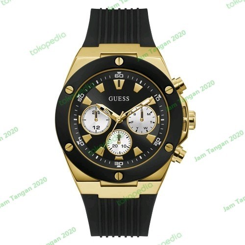 ✅New Ori Guess Original Watch Blcak Gold Gw0057G1 - Jam Tangan Pria Original Terbaru