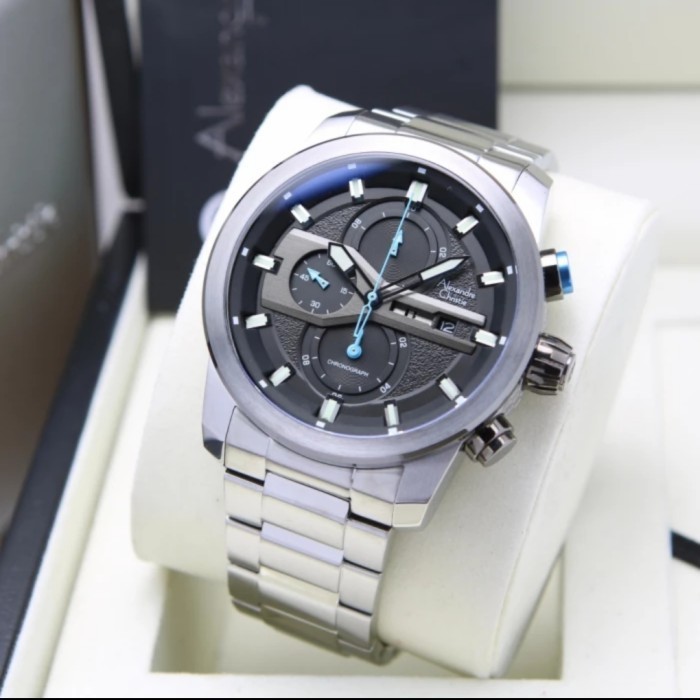 ✅New Ori Jam Tangan Pria Alexandre Christie Ac6559 Ac 6559 Silver Black Terbaru